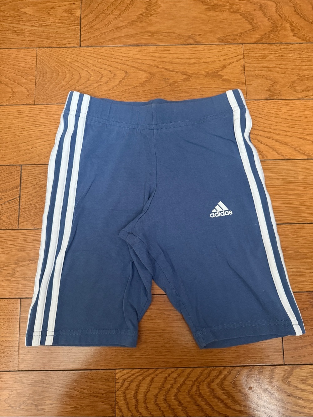 adidas Blue Bike Shorts with White Stripes